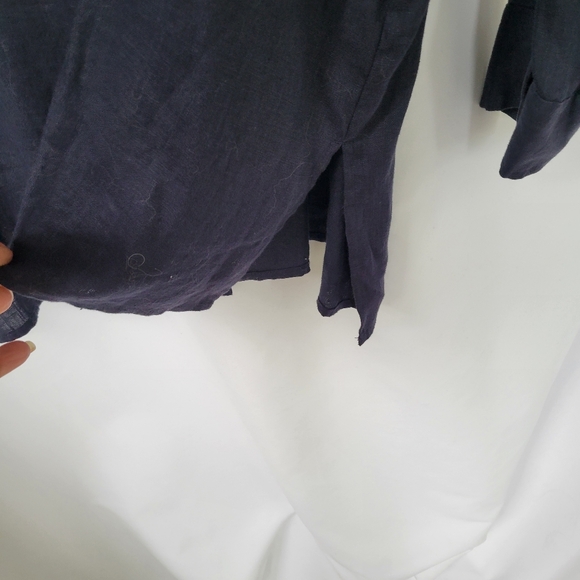 Linen Marsh Landing Navy Blue Blouse NWT 3X - Picture 4 of 8